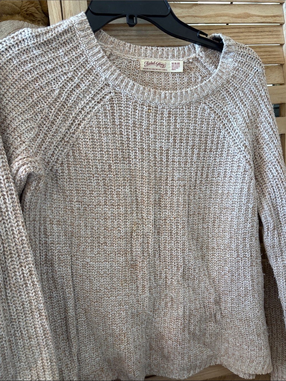 Faded Glory Marled Oatmeal Crewneck Sweater Medium